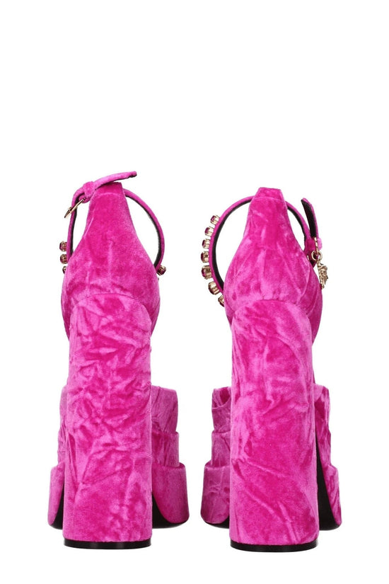 Versace Sandalen Plateau Velours Luxus Rosa | ELORÉ by Versace
