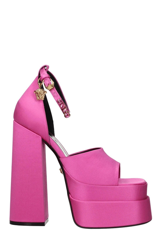 Versace Sandalen Medusa Chain Satin Glänzend Pink | ELORÉ by Versace