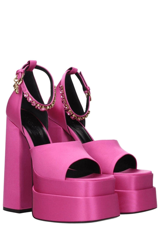 Versace Sandalen Medusa Chain Satin Glänzend Pink | ELORÉ by Versace
