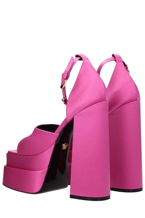 Versace Sandalen Medusa Chain Satin Glänzend Pink | ELORÉ by Versace
