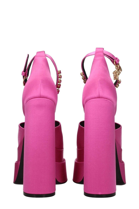 Versace Sandalen Medusa Chain Satin Glänzend Pink | ELORÉ by Versace