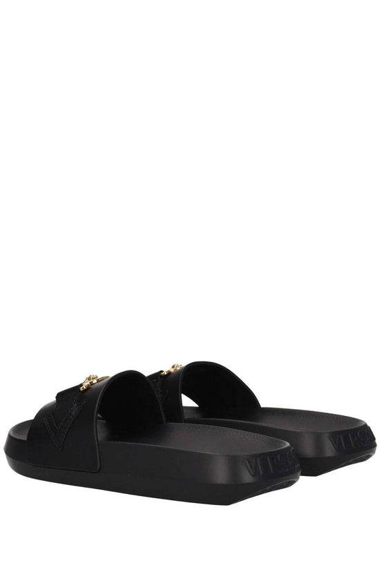 Versace Sandalen Medusa Leder Luxus Schwarz | ELORÉ by Versace