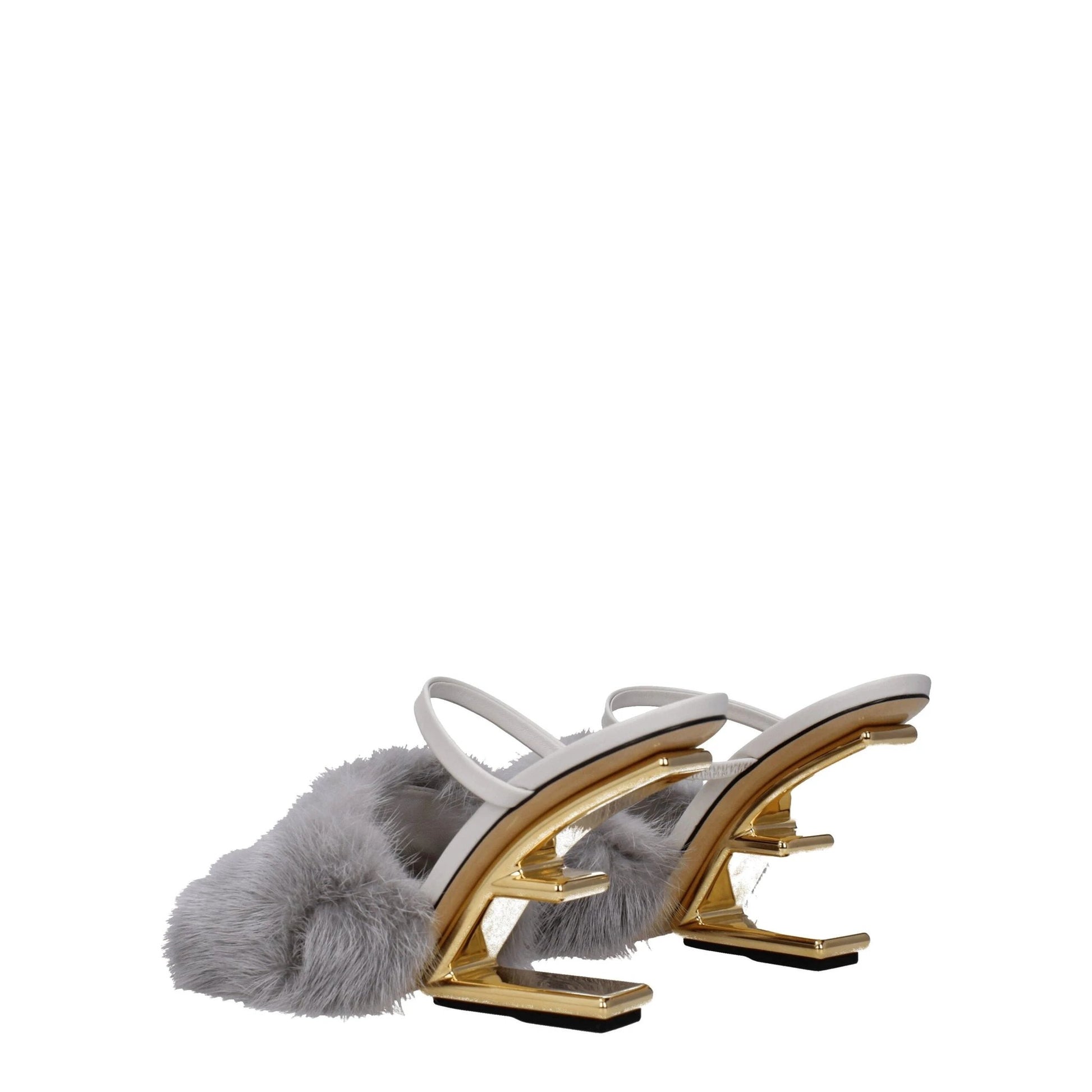 Fendi Graue Pantoffeln aus Nerz by Fendi