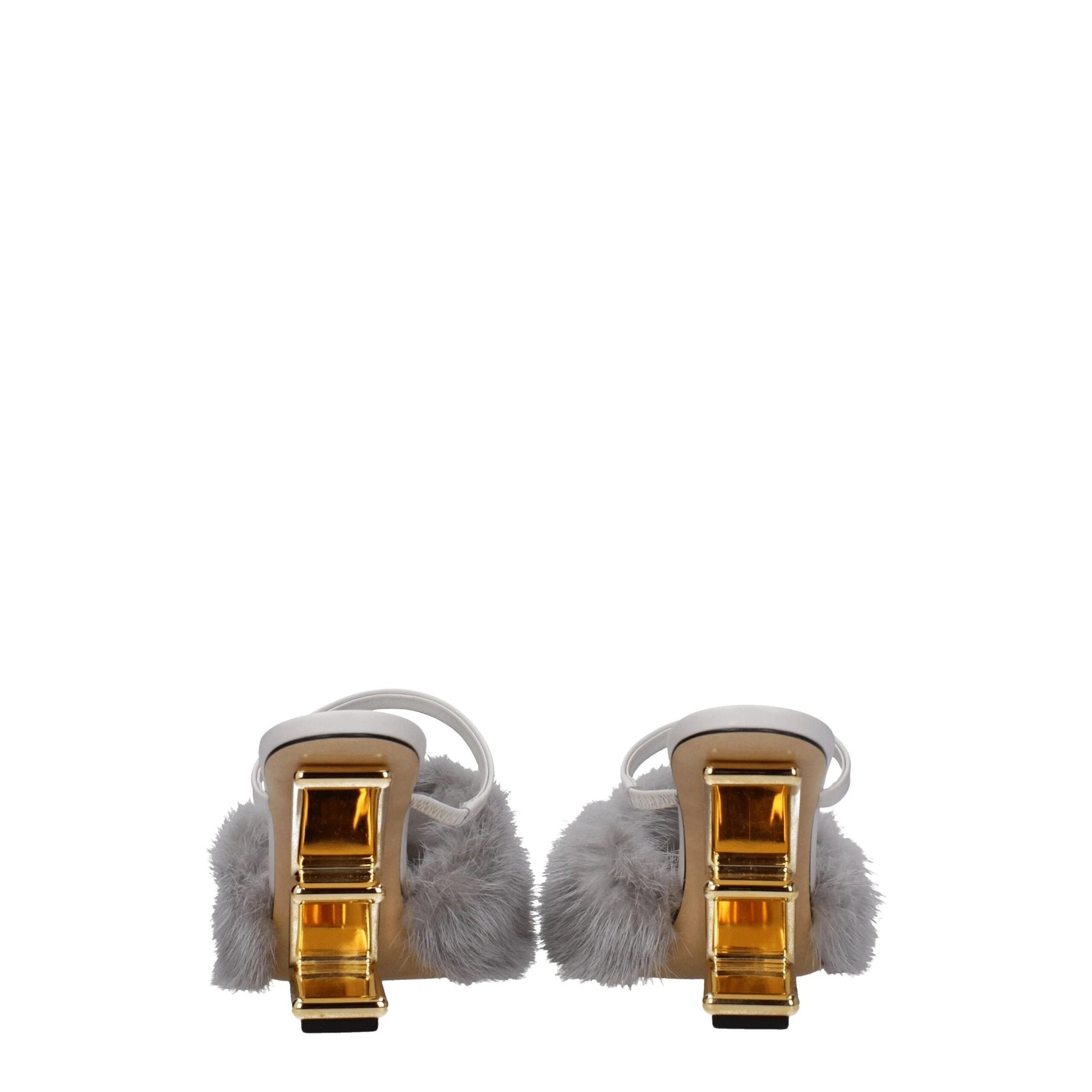 Fendi Graue Pantoffeln aus Nerz by Fendi