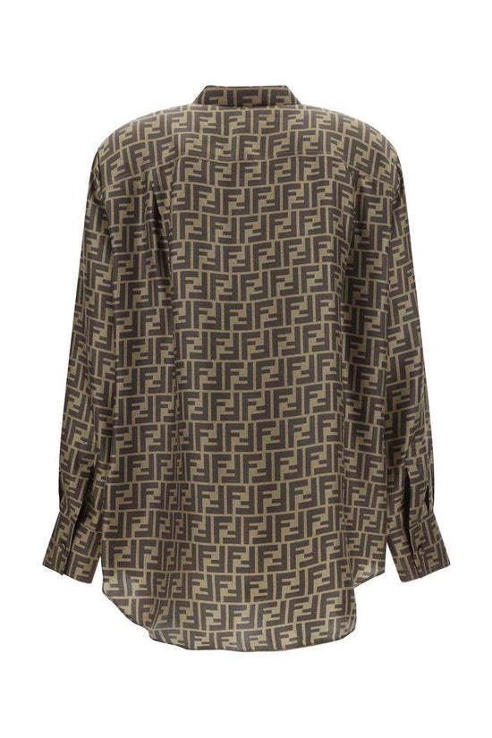 Fendi Braune Seidenbluse mit Muster by Fendi