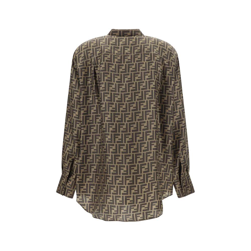 Fendi Braune Seidenbluse mit Muster by Fendi