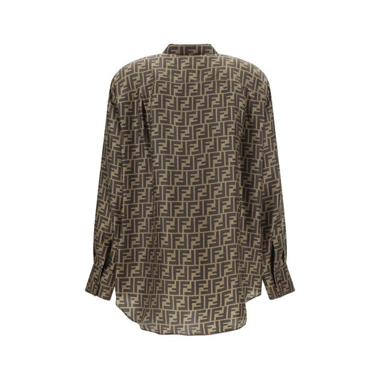 Fendi Braune Seidenbluse mit Muster by Fendi