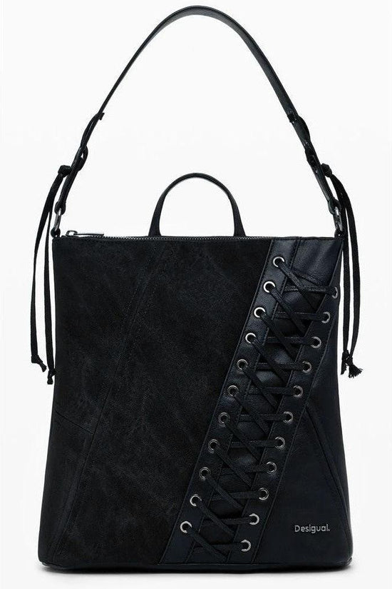 Desigual Mini Patch Rucksack Mit Schnürung Schwarz | ELORÉ by Desigual