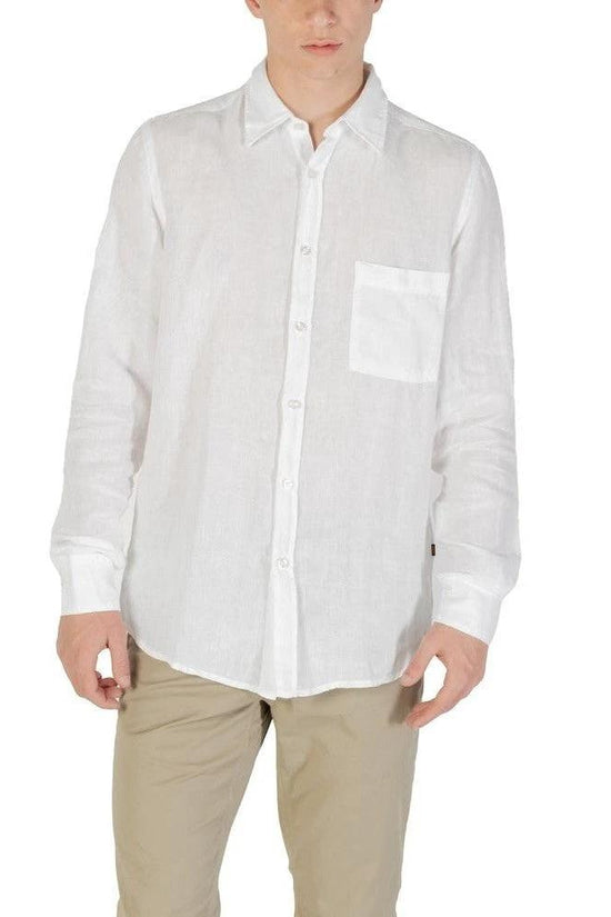 Relegant Hemd Langarm Casual Leinen Premium Weiß | ELORÉ by Hugo Boss