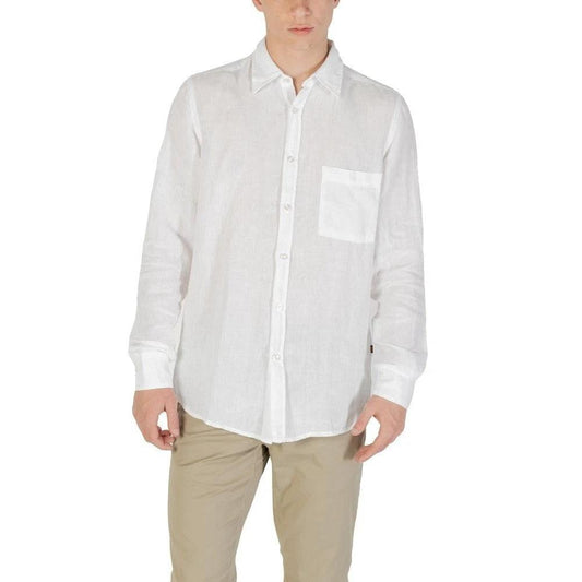 Relegant Hemd Langarm Casual Leinen Premium Weiß | ELORÉ by Hugo Boss