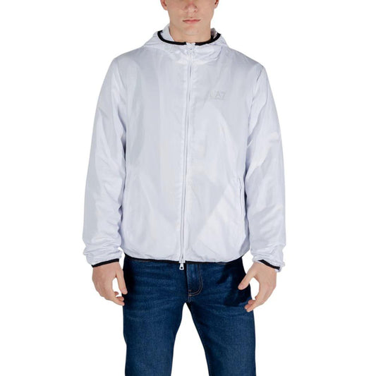 EA7 Emporio Armani Weiße Polyester-Shell-Jacke by EA7 Emporio Armani