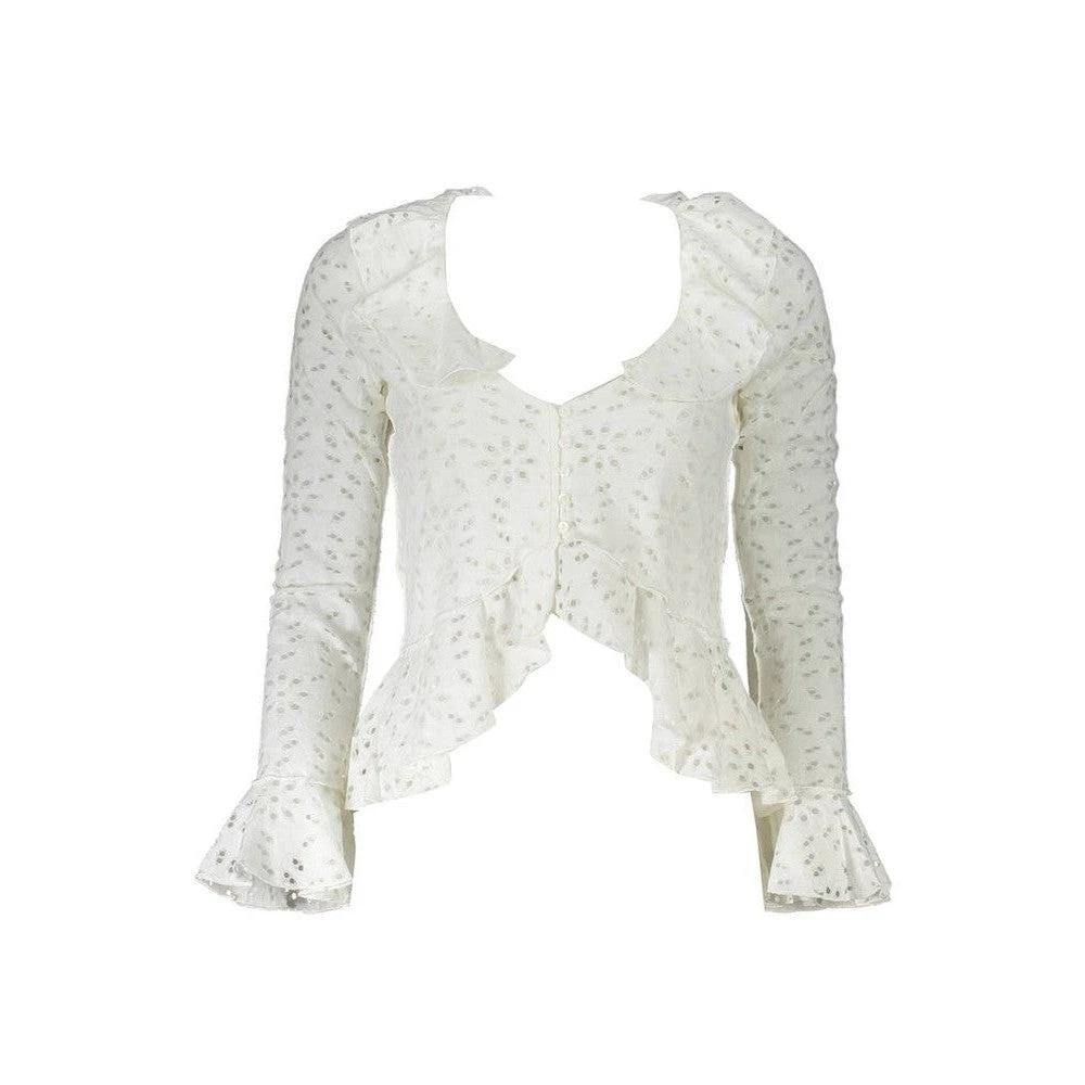 Desigual Patchwork Bluse Mit Rüschenärmel Weiß | ELORÉ by Desigual