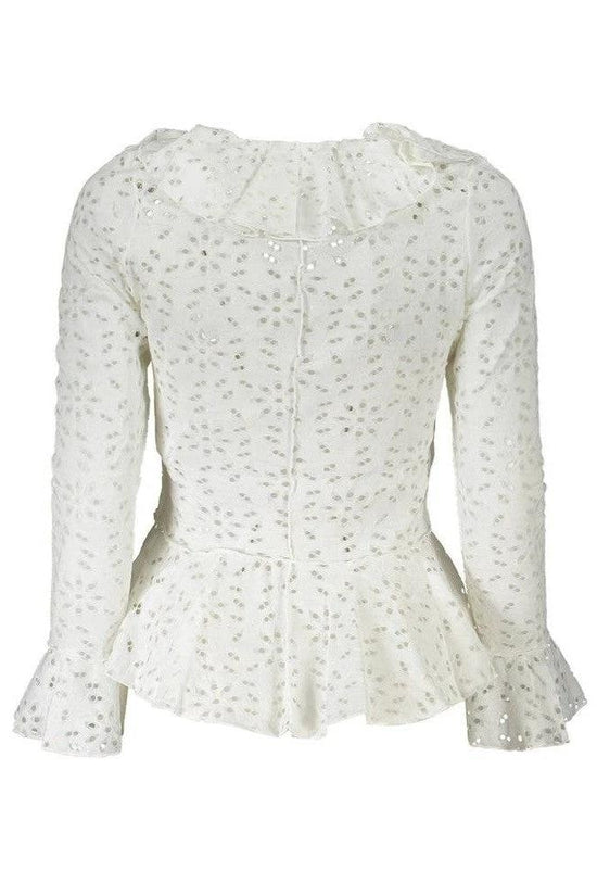 Desigual Patchwork Bluse Mit Rüschenärmel Weiß | ELORÉ by Desigual