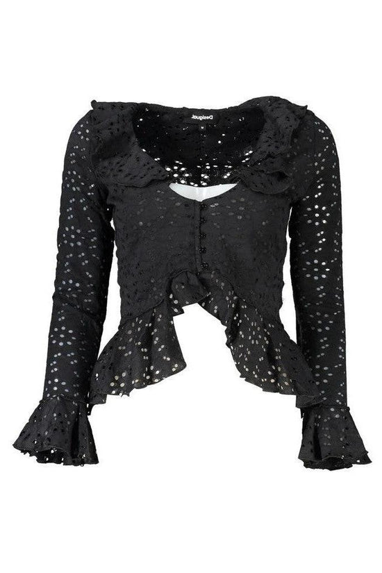 Luxuria Exklusiv Mode Boutique Spitzenbluse Schwarz | ELORÉ by Desigual