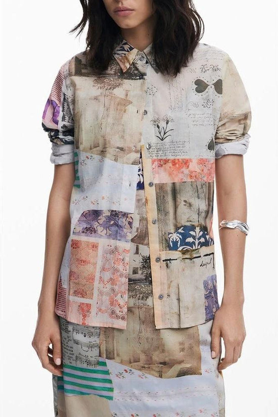 Maison Margiela Patchwork Hemd Langarm Beige | ELORÉ by Desigual