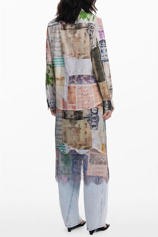 Maison Margiela Patchwork Hemd Langarm Beige | ELORÉ by Desigual