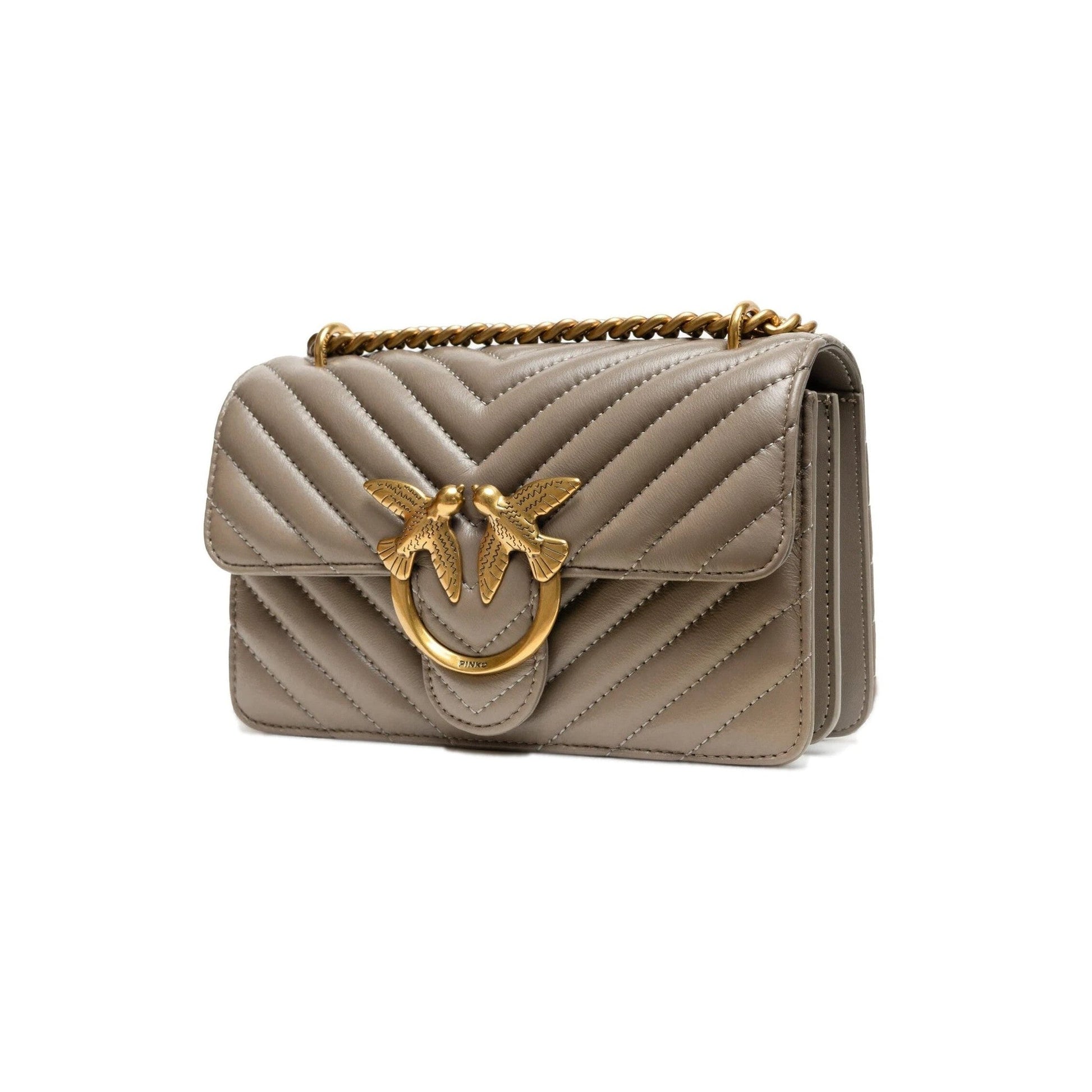 Pinko Mini Love Bag One Chevron Umhängetasche Grau | ELORÉ by PINKO