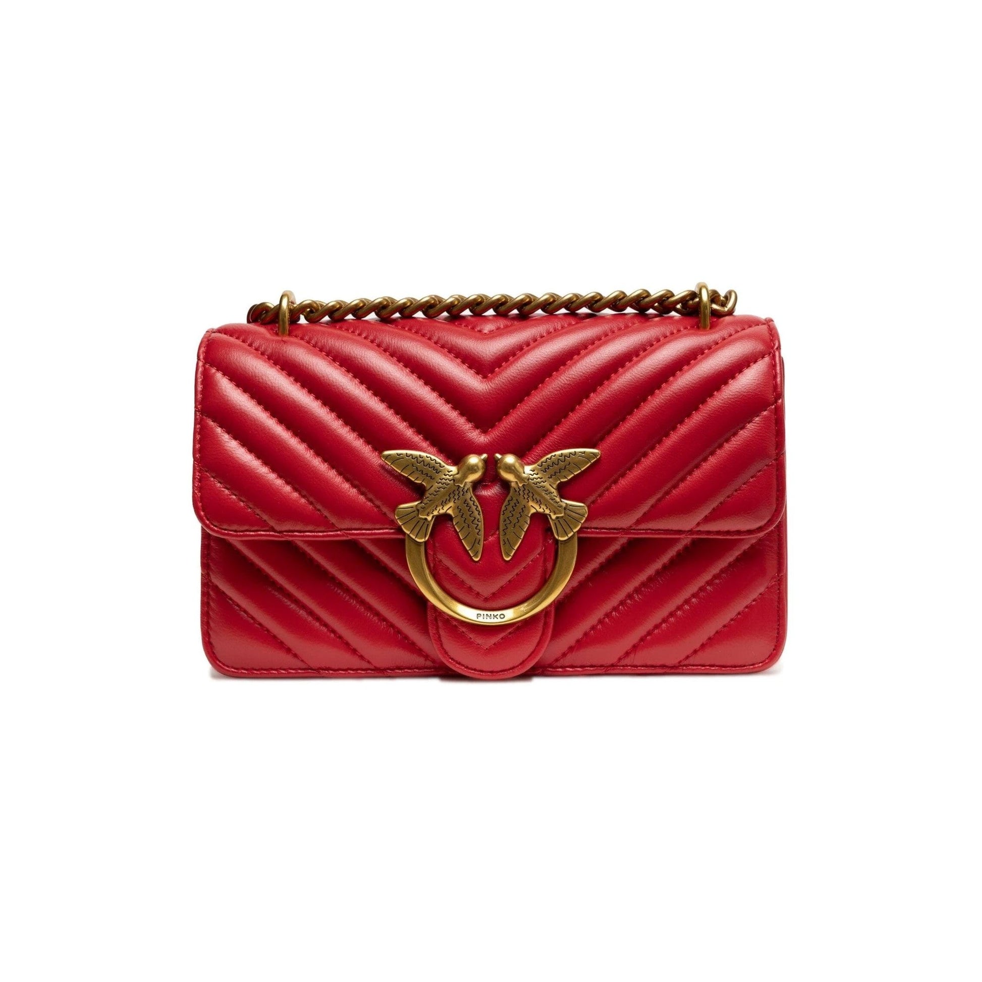 Pinko Umhängetasche Chevron Love Birds Schnalle Rot | ELORÉ by PINKO