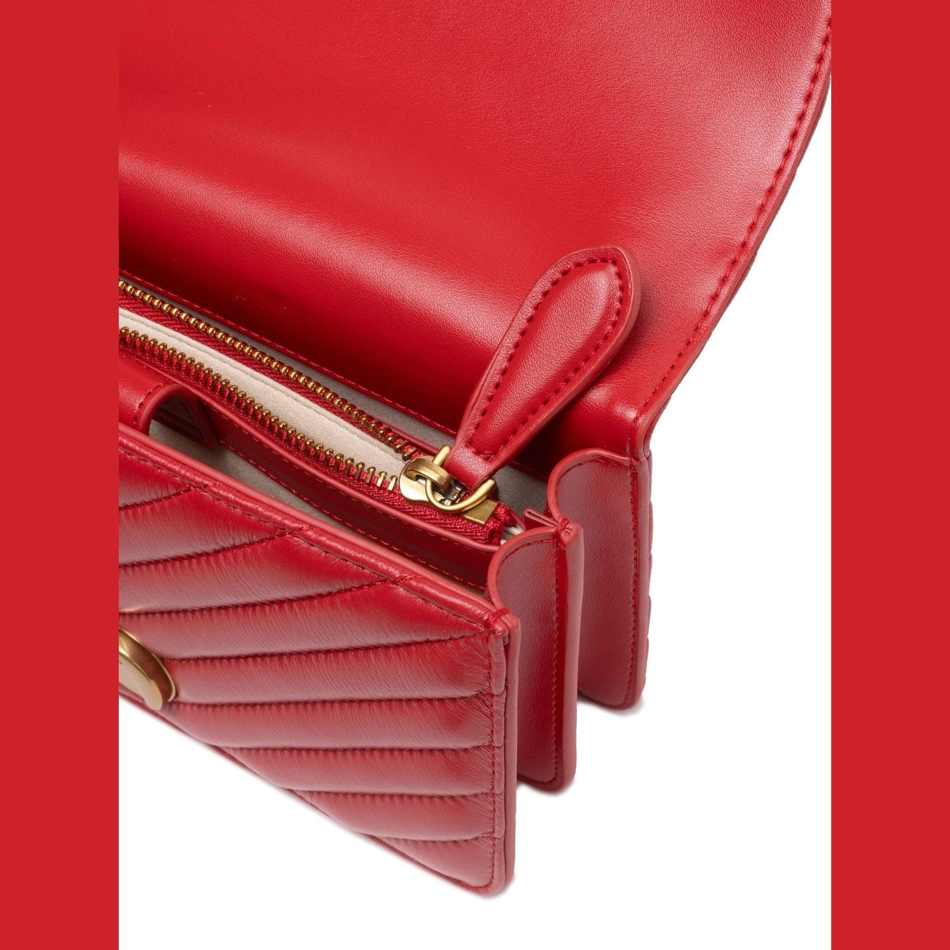 Pinko Umhängetasche Chevron Love Birds Schnalle Rot | ELORÉ by PINKO