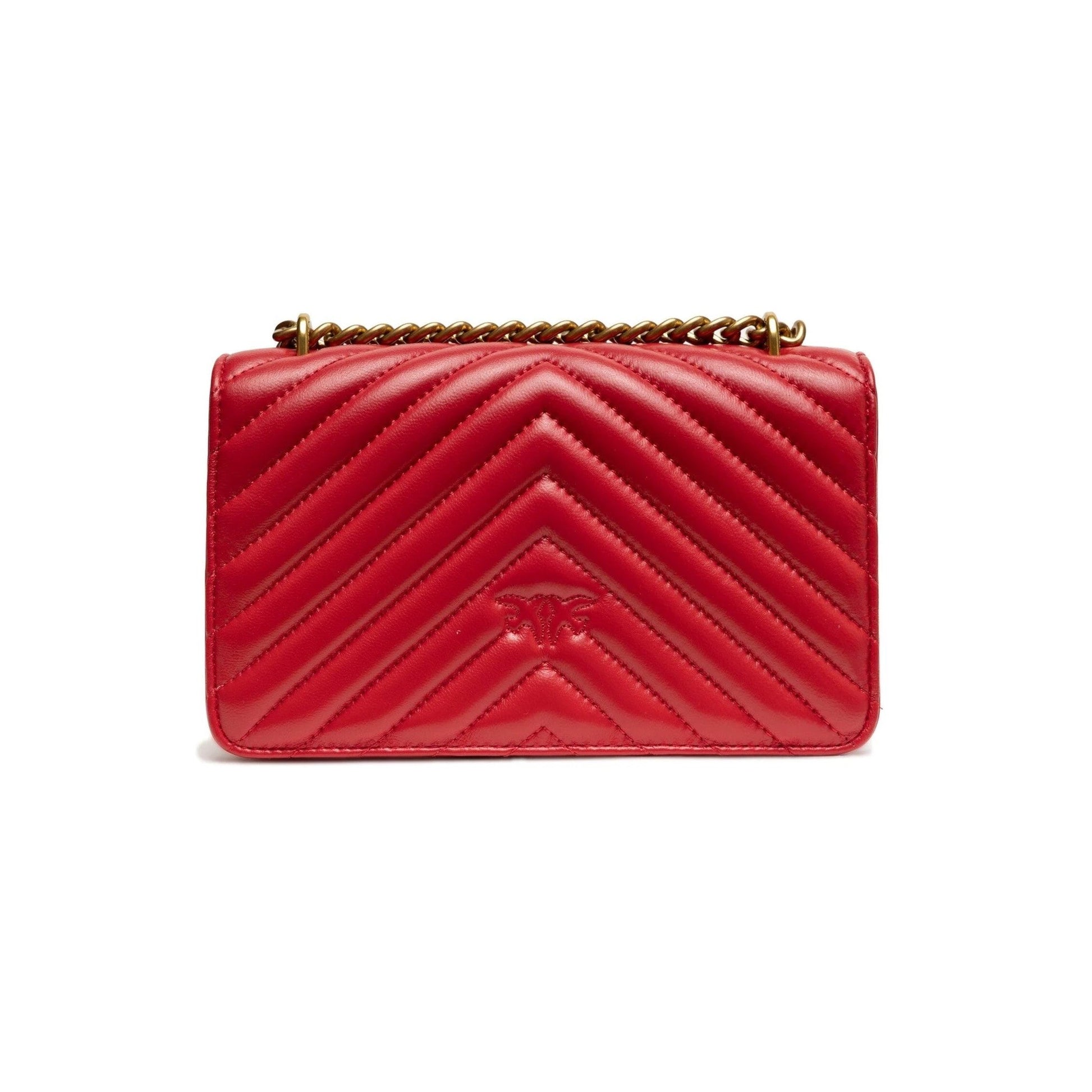 Pinko Umhängetasche Chevron Love Birds Schnalle Rot | ELORÉ by PINKO