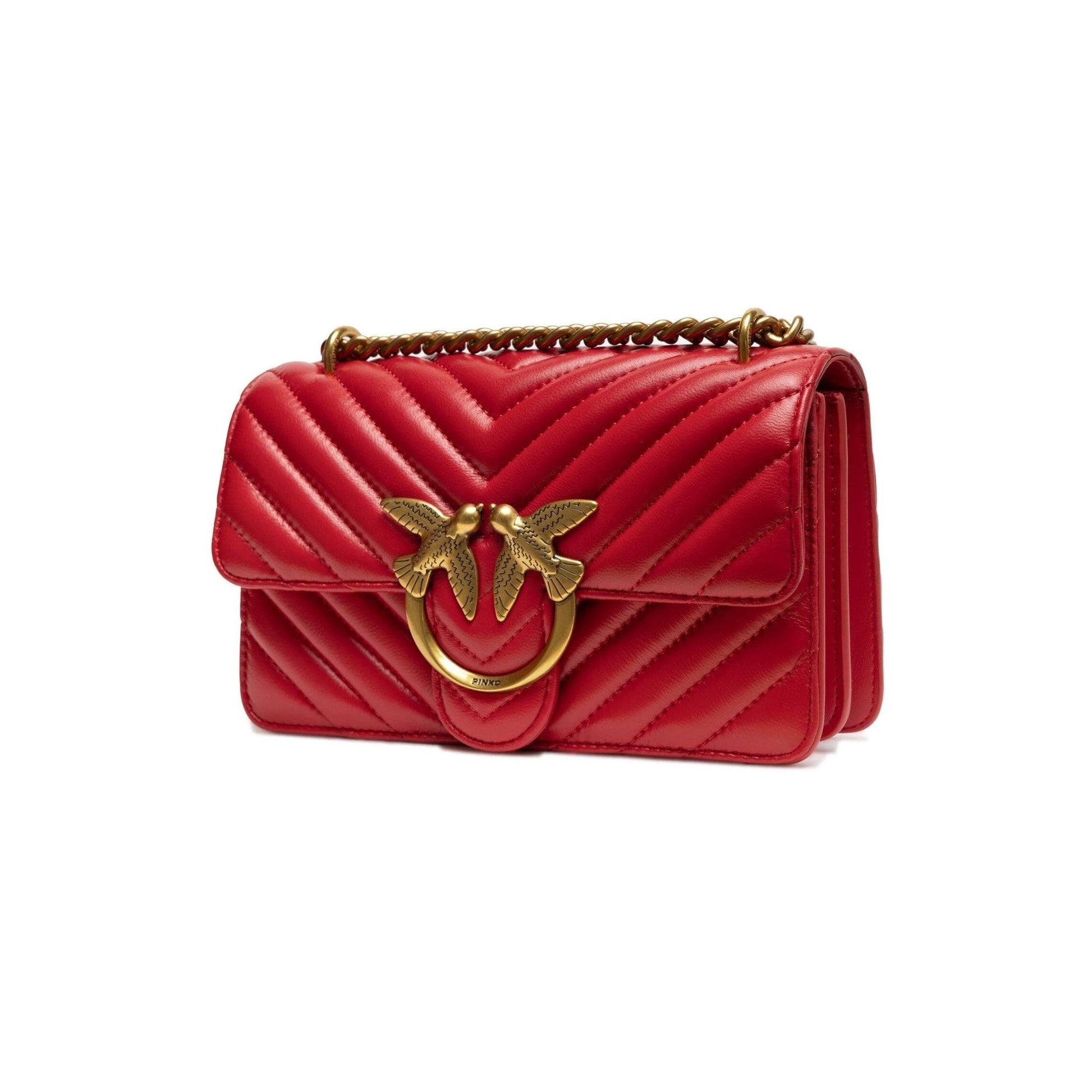 Pinko Umhängetasche Chevron Love Birds Schnalle Rot | ELORÉ by PINKO