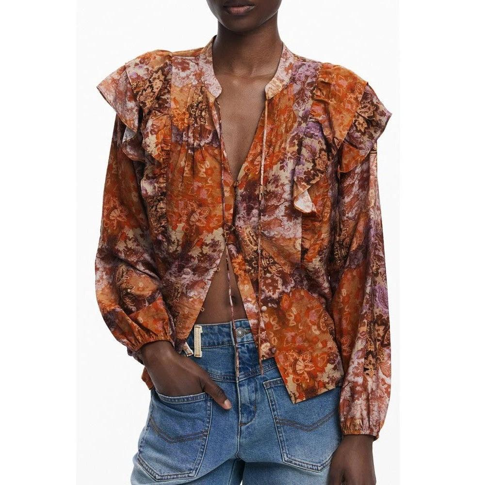Desigual Bluse Orange Paisley Print Drapé | ELORÉ by Desigual