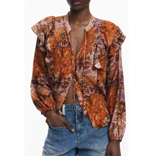 Desigual Bluse Orange Paisley Print Drapé | ELORÉ by Desigual
