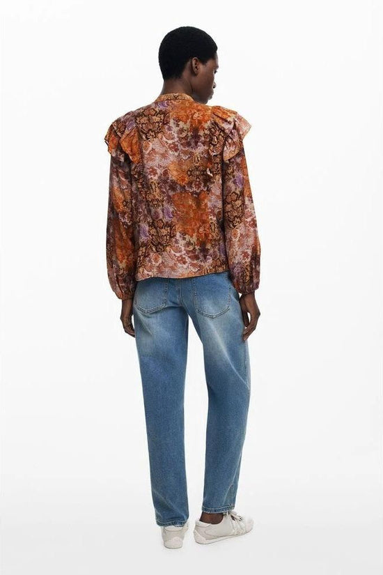 Desigual Bluse Orange Paisley Print Drapé | ELORÉ by Desigual