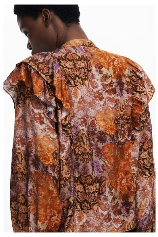 Desigual Bluse Orange Paisley Print Drapé | ELORÉ by Desigual