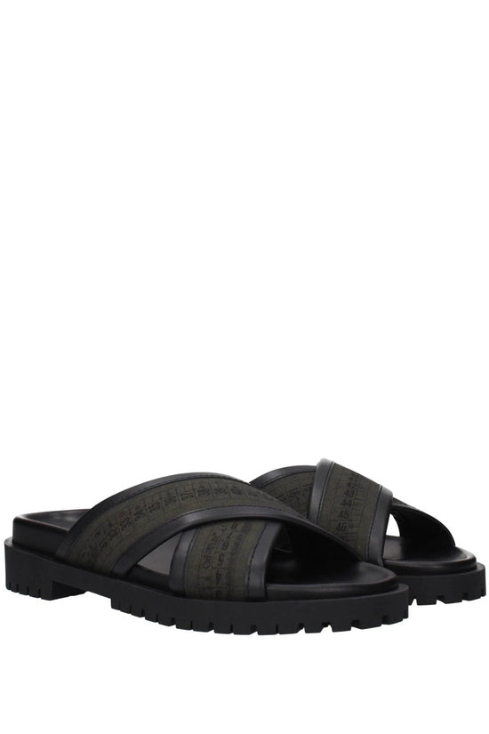 Off-White Criss Cross Leder Sandalen Grün | ELORÉ by Off-White