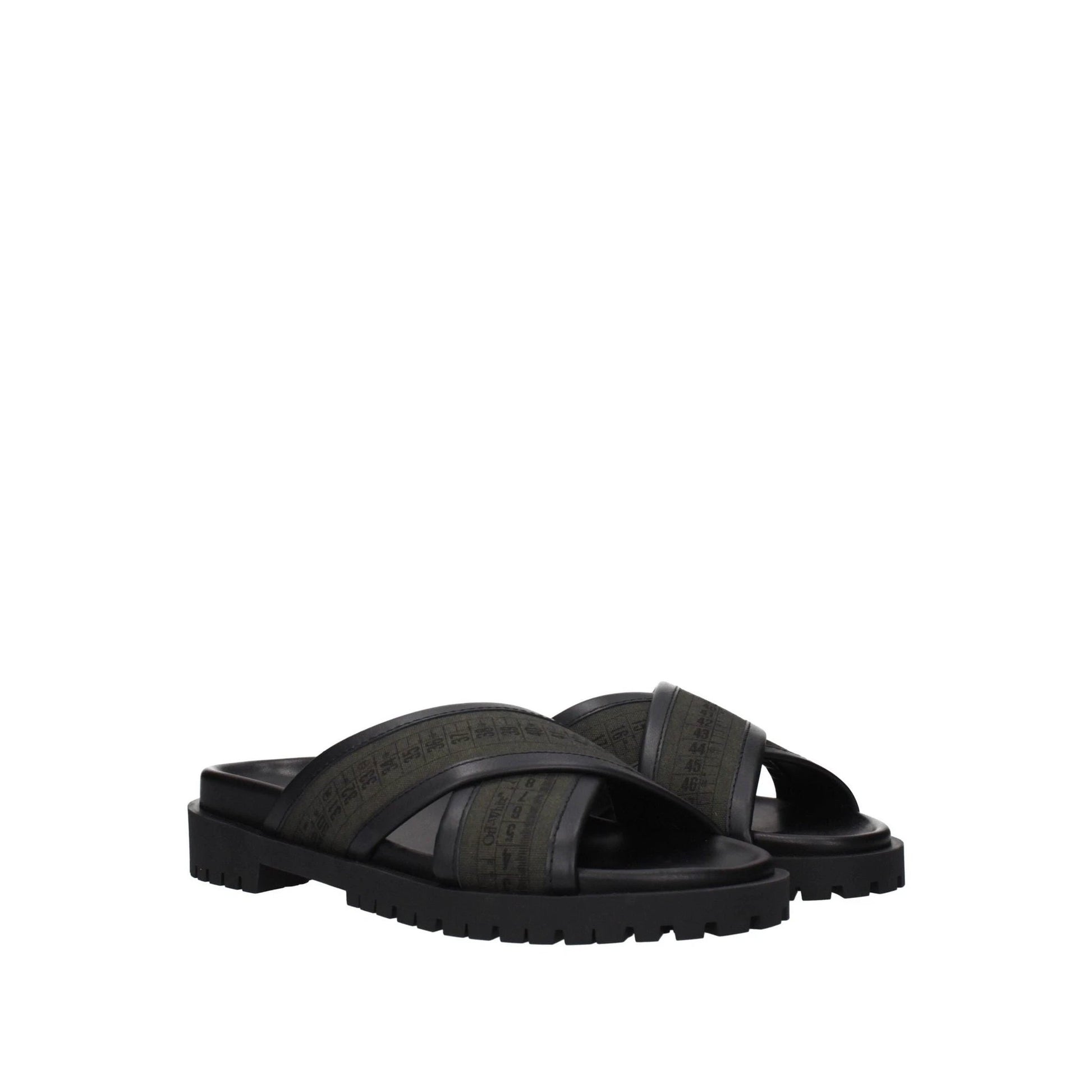 Off-White Criss Cross Leder Sandalen Grün | ELORÉ by Off-White