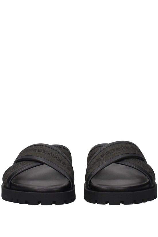 Off-White Criss Cross Leder Sandalen Grün | ELORÉ by Off-White