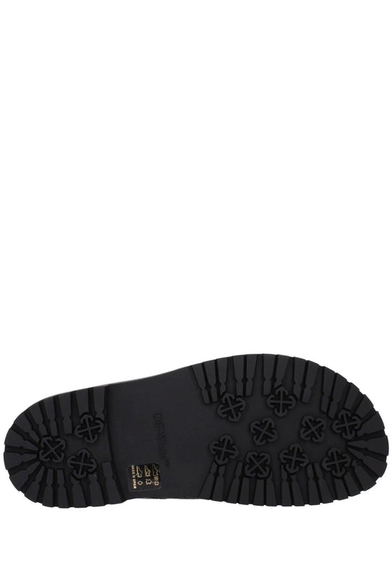 Off-White Criss Cross Leder Sandalen Grün | ELORÉ by Off-White