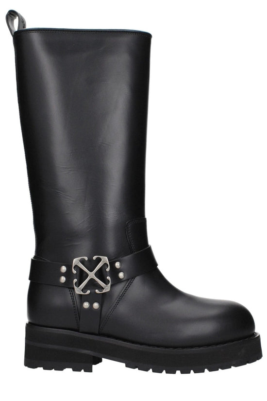 Off White Stiefel Track Hochwertiges Leder Schwarz | ELORÉ by Off-White