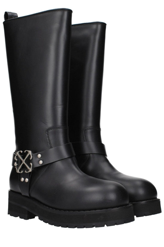 Off White Stiefel Track Hochwertiges Leder Schwarz | ELORÉ by Off-White