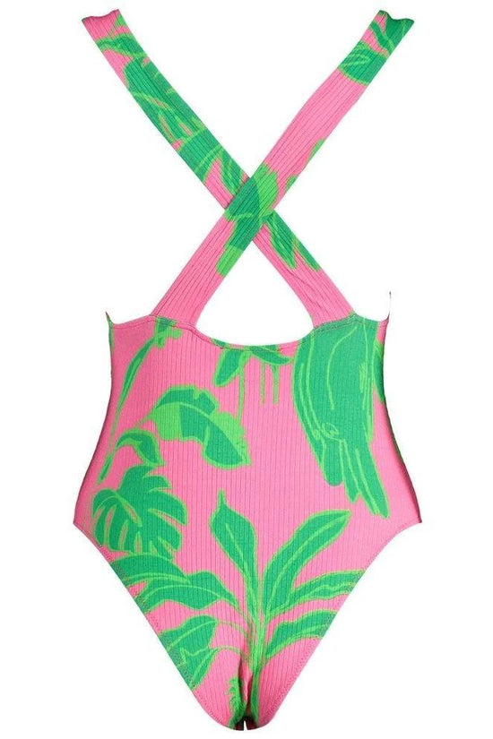Mediterrane Palmen Couture Bodysuit Palmenprint Rosa | ELORÉ by Desigual