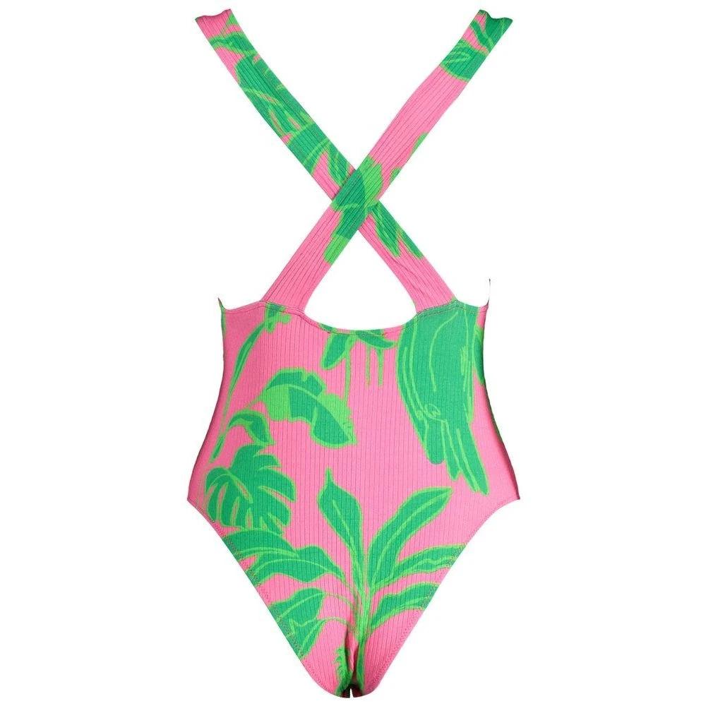 Mediterrane Palmen Couture Bodysuit Palmenprint Rosa | ELORÉ by Desigual