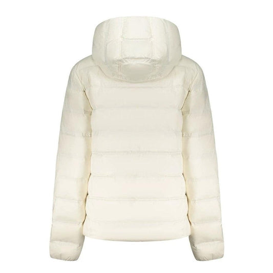Flag Kapuzen Puffer Jacke Lang Warm Gefüttert Weiß | ELORÉ by Tommy Hilfiger