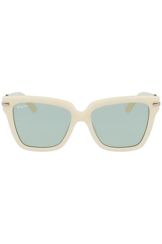 Ferragamo Sonnenbrille Quadratisch Grau Glänzend | ELORÉ by Ferragamo