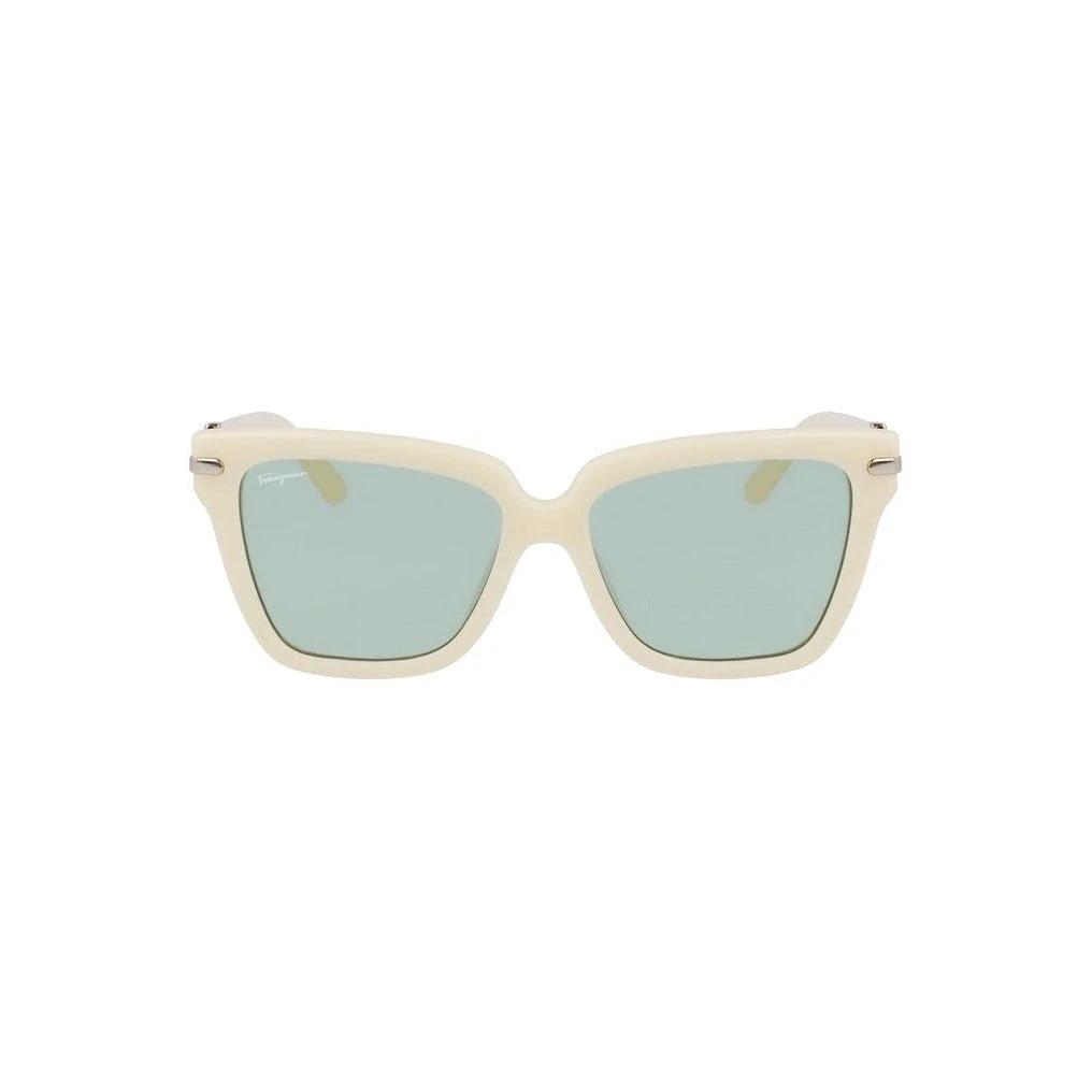 Ferragamo Sonnenbrille Quadratisch Grau Glänzend | ELORÉ by Ferragamo