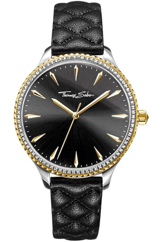 Thomas Sabo Schwarze Leder-Kleidungsuhr by Thomas Sabo