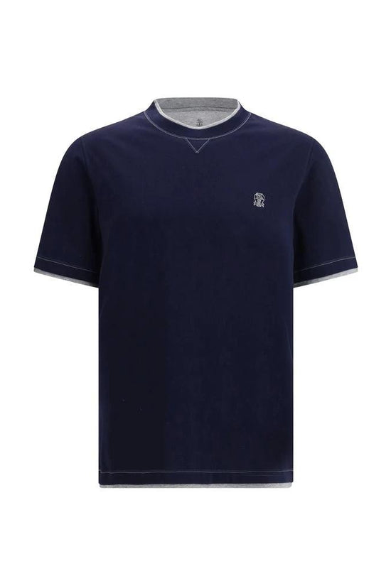 Brunello Cucinelli Cucinelli Blaues Baumwoll-T-Shirt by Brunello Cucinelli Cucinelli