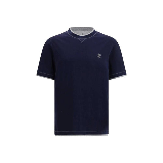 Brunello Cucinelli Cucinelli Blaues Baumwoll-T-Shirt by Brunello Cucinelli Cucinelli