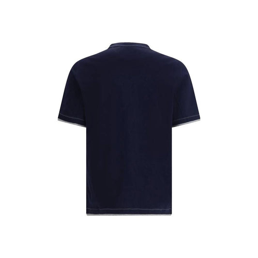 Brunello Cucinelli Blaues Baumwoll-T-Shirt by Brunello Cucinelli