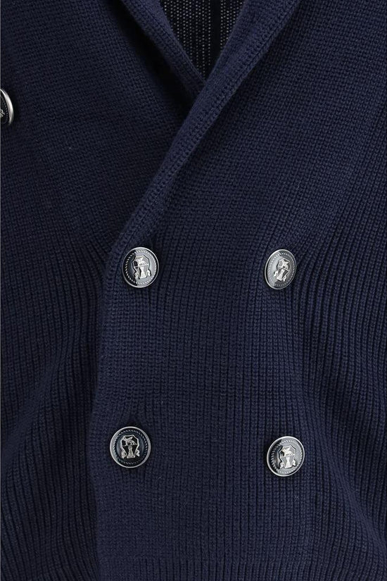 Brunello Cucinelli Blauer Baumwollcardigan by Brunello Cucinelli