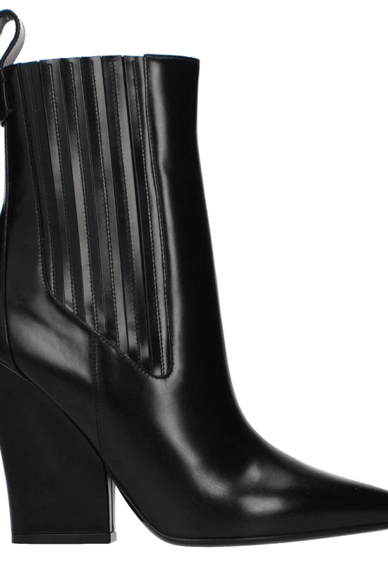 Valentino Garavani Schwarze Leder-Ankle Boots by Valentino Garavani