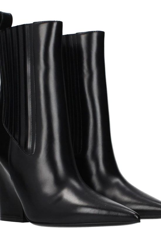 Valentino Garavani Schwarze Leder-Ankle Boots by Valentino Garavani