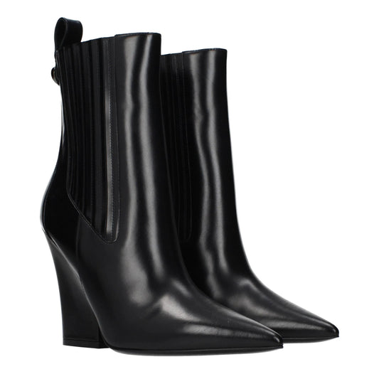 Valentino Garavani Schwarze Leder-Ankle Boots by Valentino Garavani