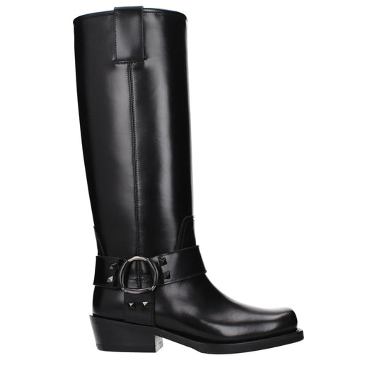 Valentino Garavani Schwarze Lederstiefel by Valentino Garavani