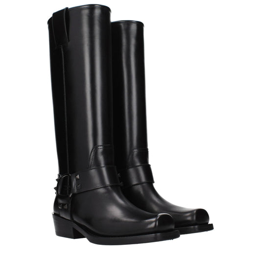 Valentino Garavani Schwarze Lederstiefel by Valentino Garavani